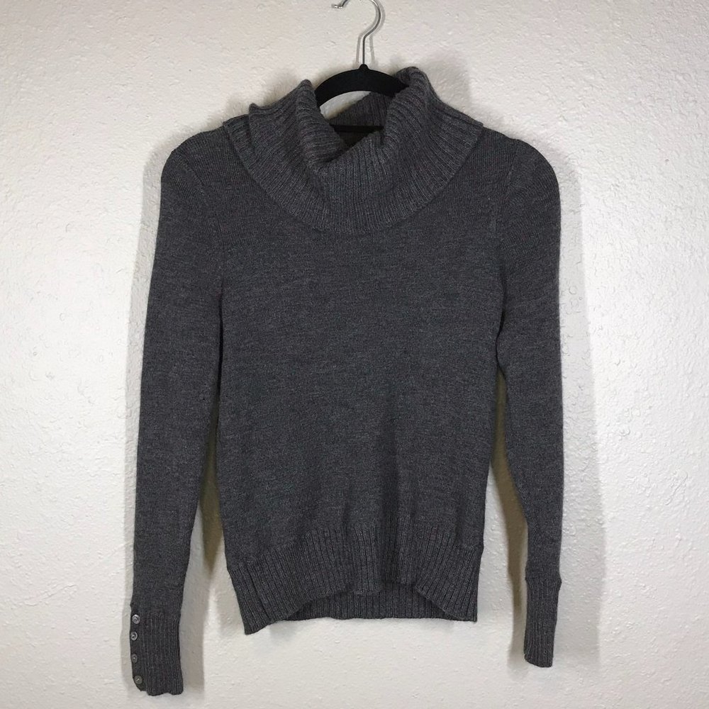 Tweeds Gray 100% Merino Wool Cowl Neck Sweater Petite